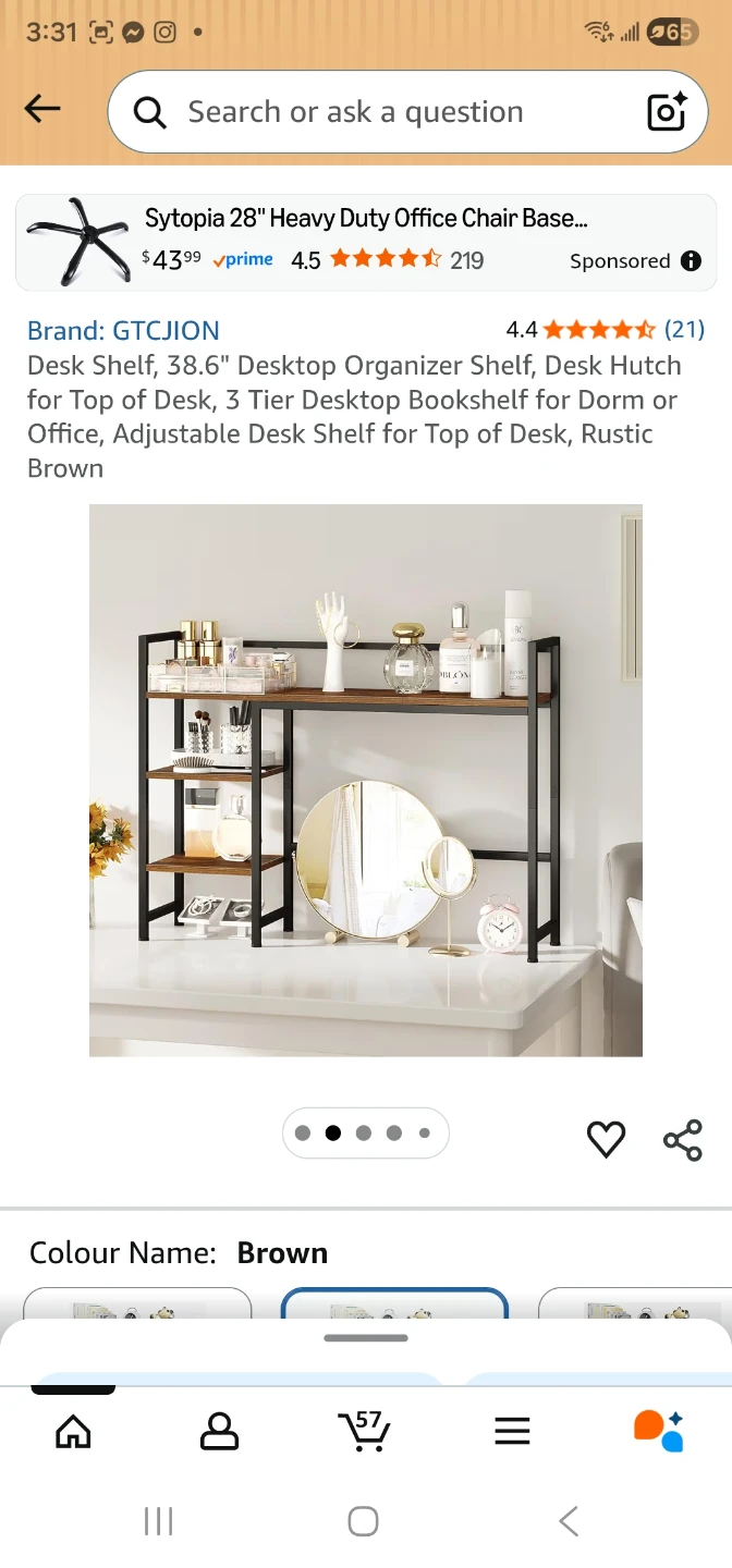GTCJION 38.6" 3-Tier Desktop Bookshelf Organizer, Rustic Brown - photo 3
