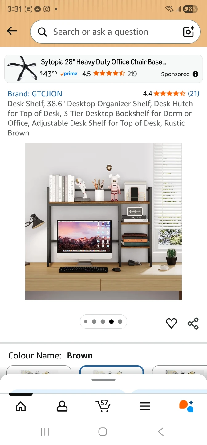 GTCJION 38.6" 3-Tier Desktop Bookshelf Organizer, Rustic Brown - photo 4