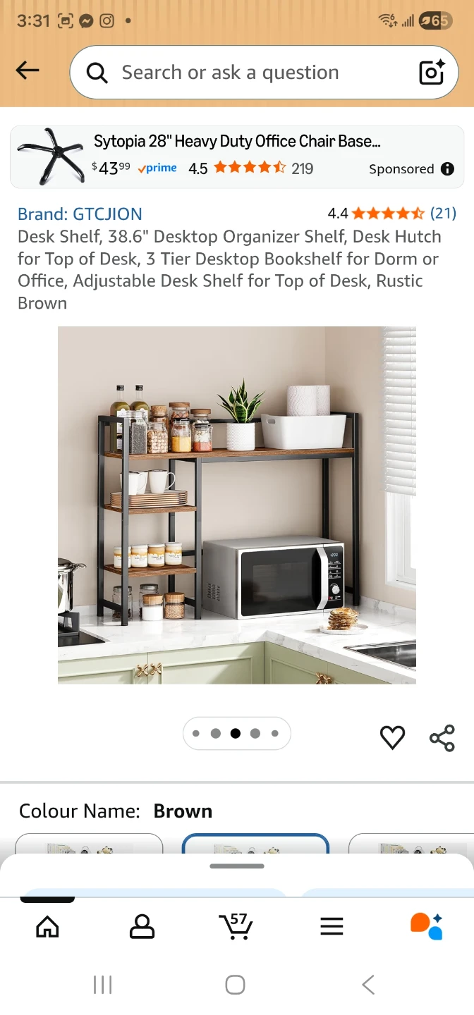 GTCJION 38.6" 3-Tier Desktop Bookshelf Organizer, Rustic Brown - photo 5