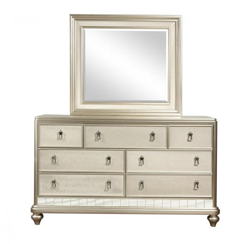 Silver 9-Drawer Dresser with Mirror
