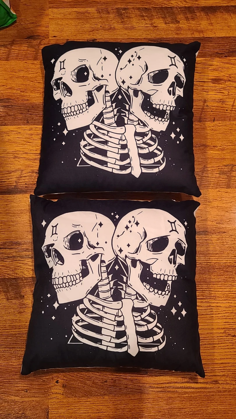 2 Decorative Throw Pillows - Gemini Skull Design 🥕