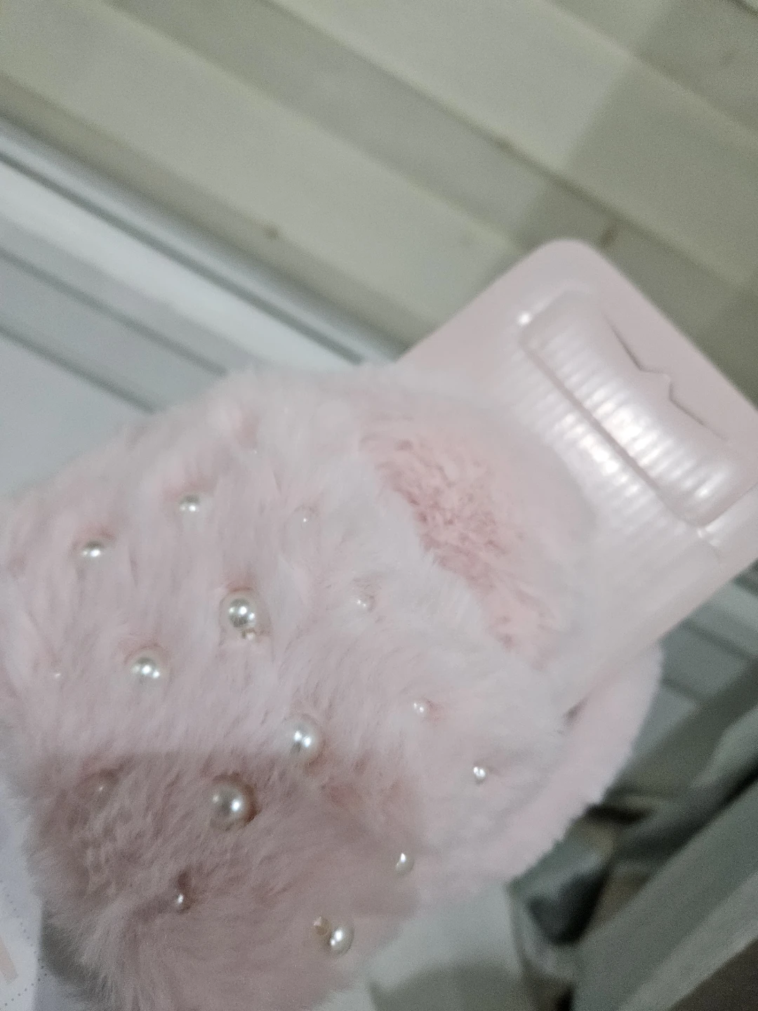 Pudus Pink Faux Fur Slippers with Pearls - photo 2