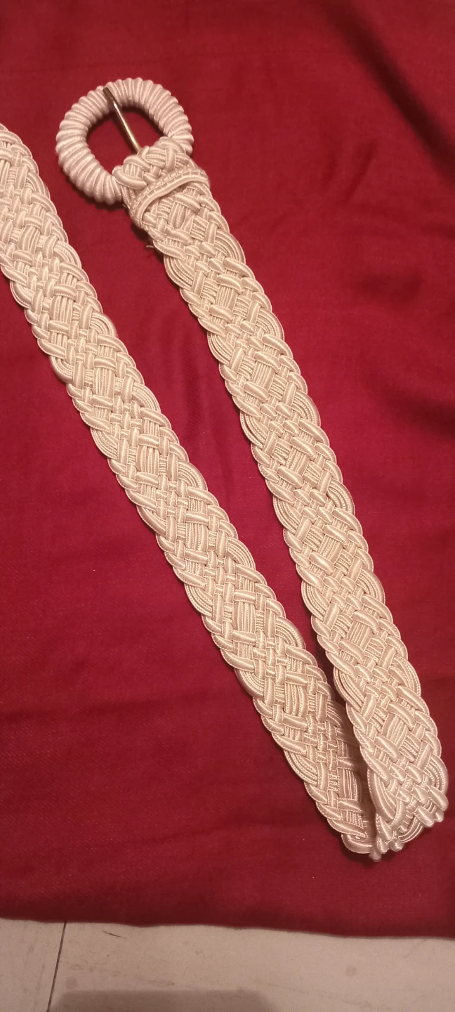 Woven Cream Belt with Round Buckle - photo 2