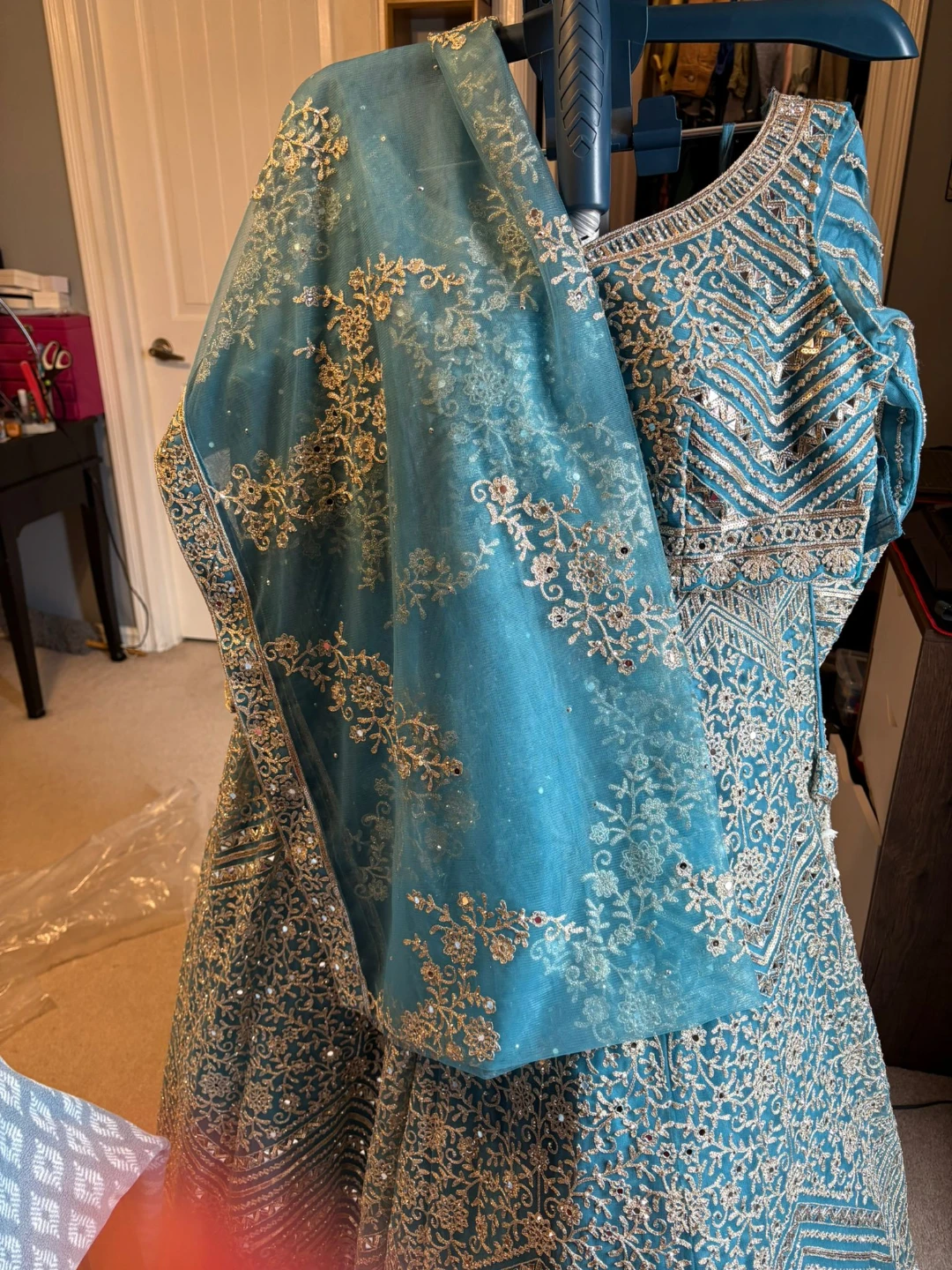 Teal Embroidered Lehenga Choli with Dupatta
