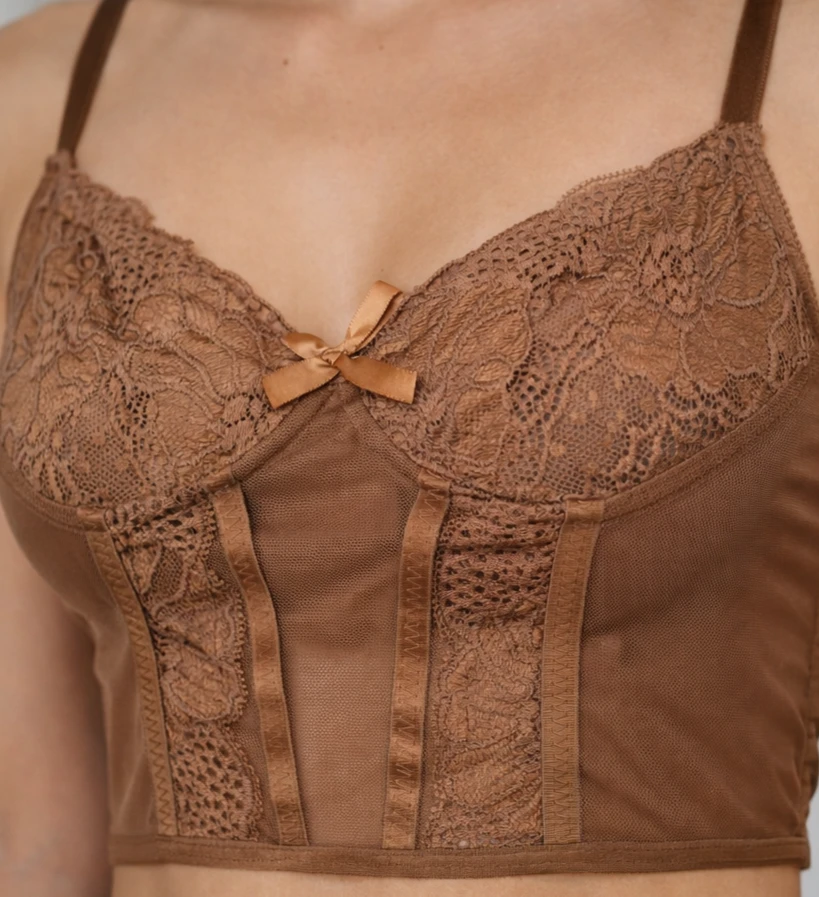 Brown Lace Corset Top