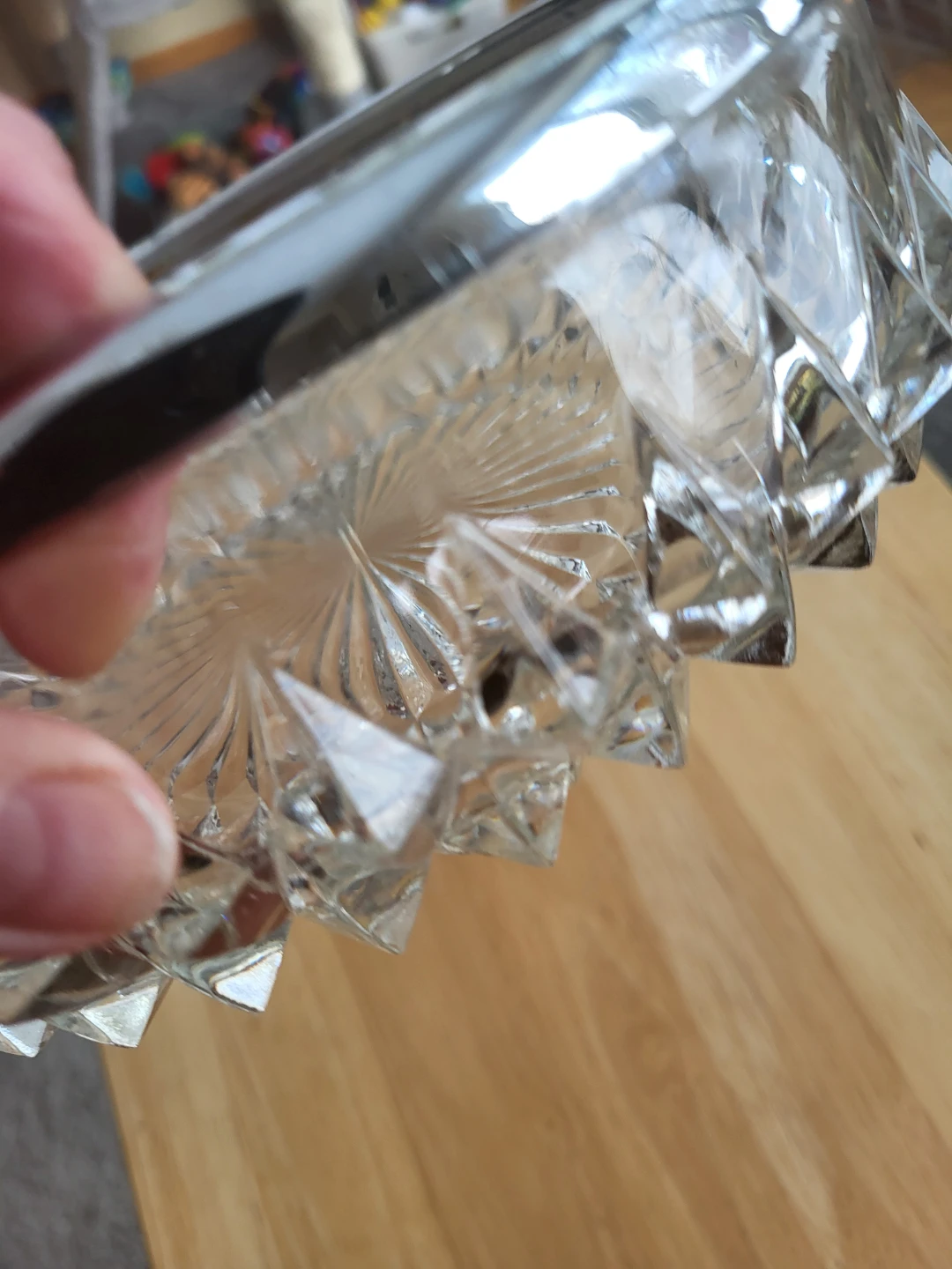 Glass Serving Bowl with Silver Rim - photo 2