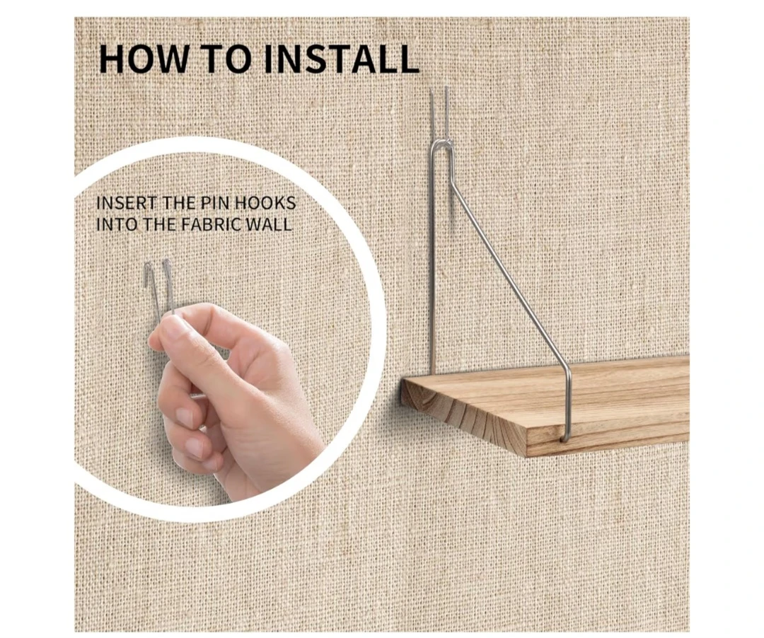 Fabric Wall Cubicle Shelf with Hooks for Work Decor, - photo 3