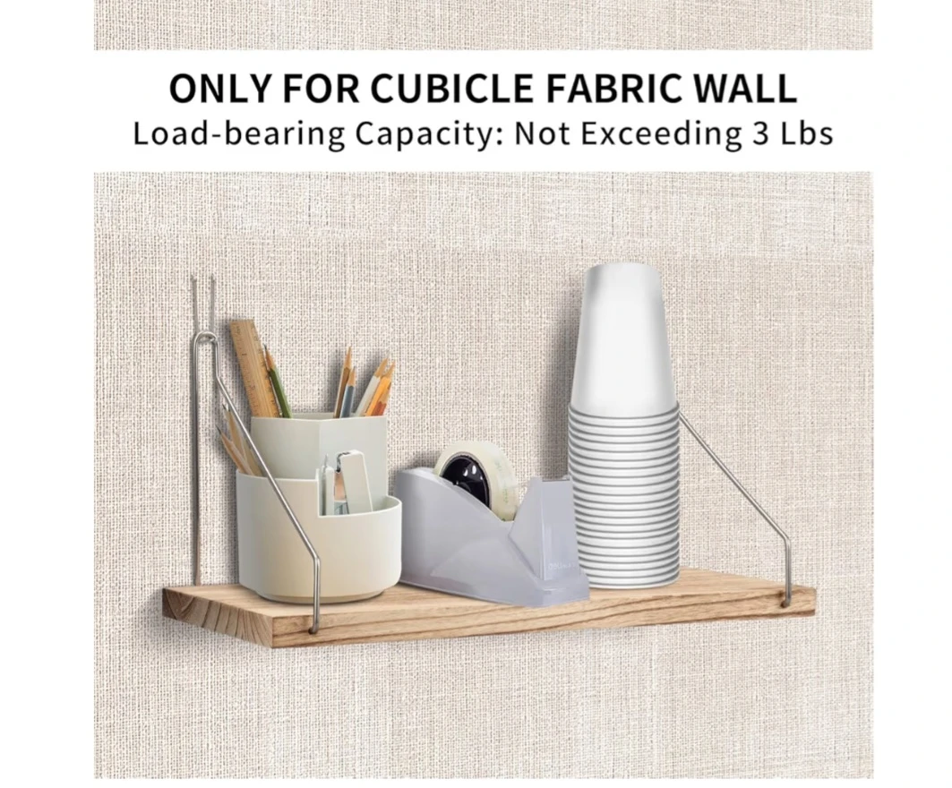 Fabric Wall Cubicle Shelf with Hooks for Work Decor, - photo 4