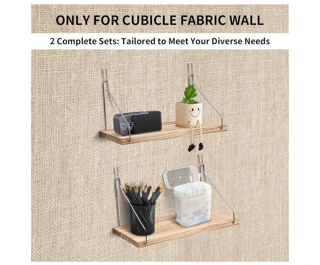 Fabric Wall Cubicle Shelf with Hooks for Work Decor, - photo 5