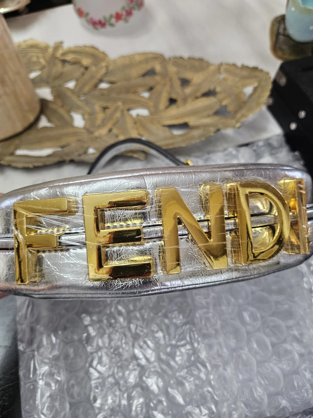 Fendi Fendigraphy Silver and Gold Women's Purse Rare