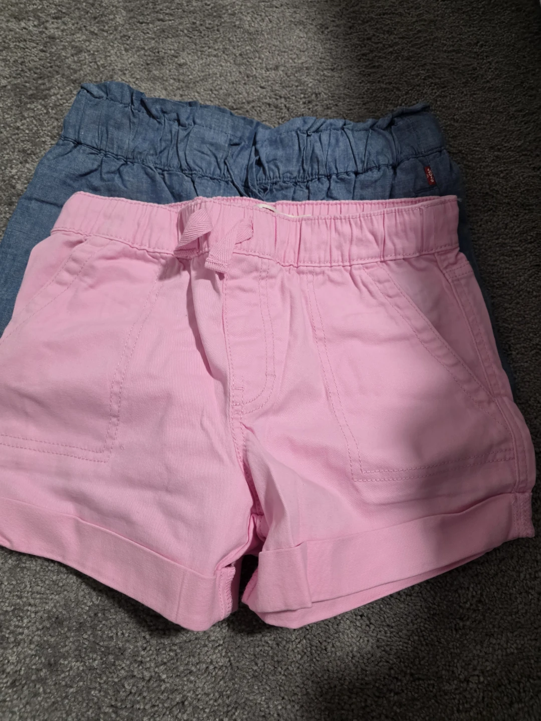 Levi's Pink Denim Shorts & Blue Chambray Shorts - Kids Size 12 🏆