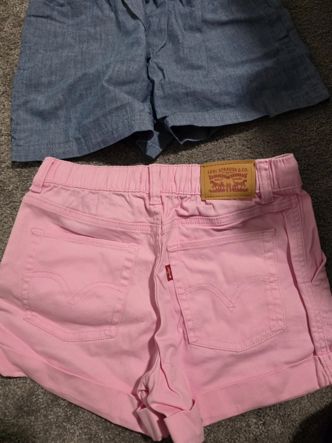 Levi's Pink Denim Shorts & Blue Chambray Shorts - Kids Size 12 🏆 - photo 2