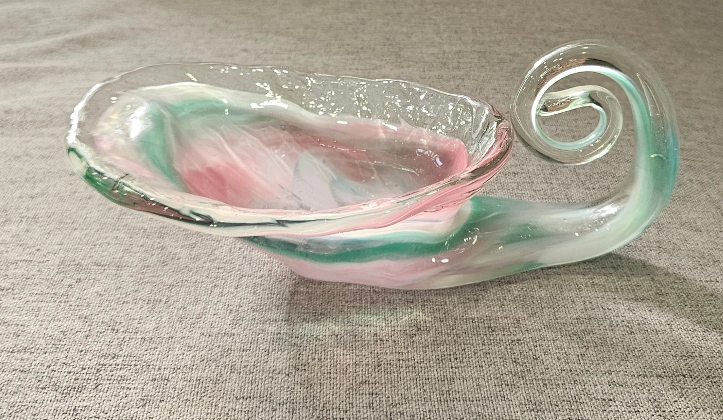 Hand-Blown Glass Candy Dish with Swirl Handle - photo 2