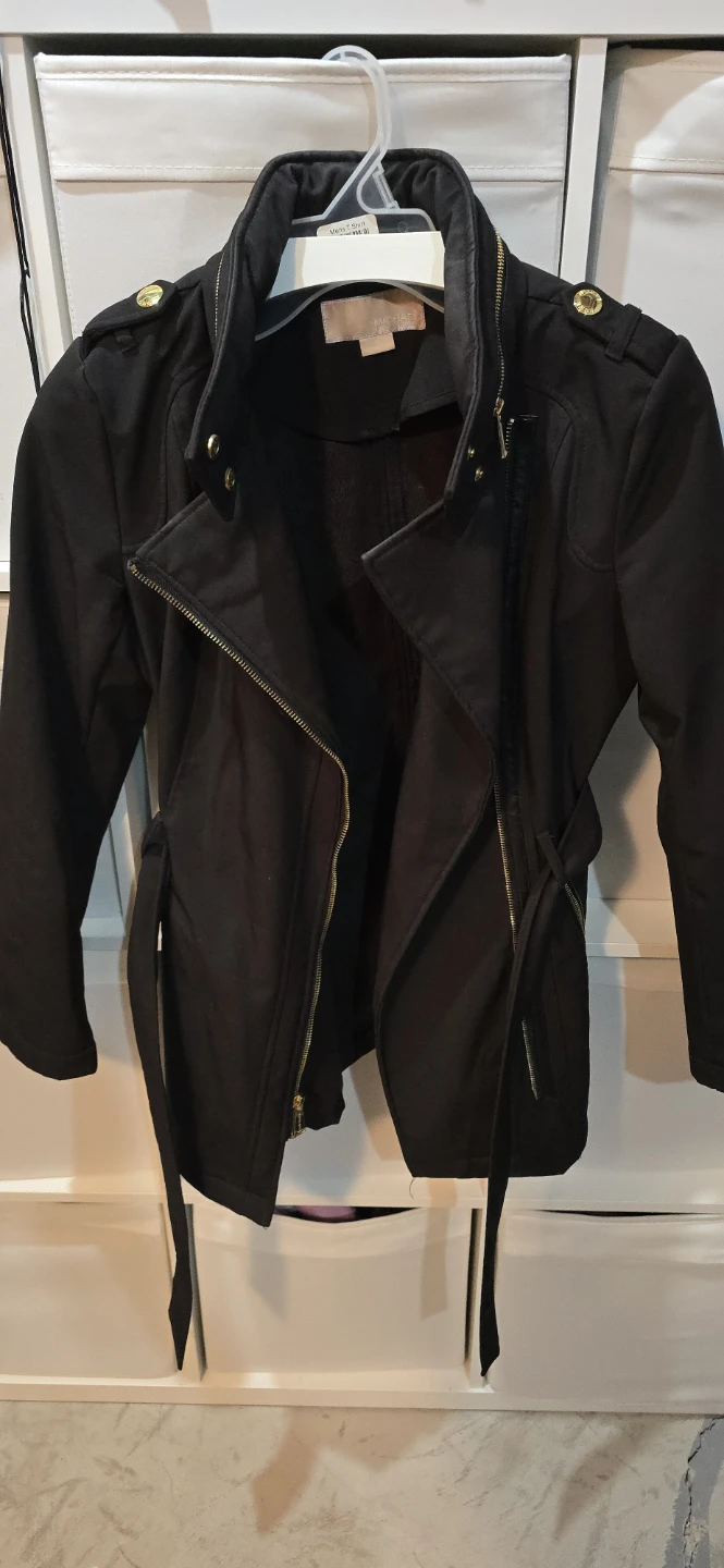 MICHAEL KORS Black belted coat hooded Jacket XS - photo 2