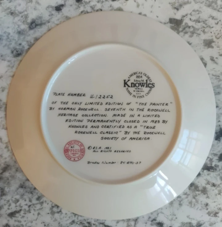 Knowles "The Painter" Rockwell Heritage Collection Plate - photo 2