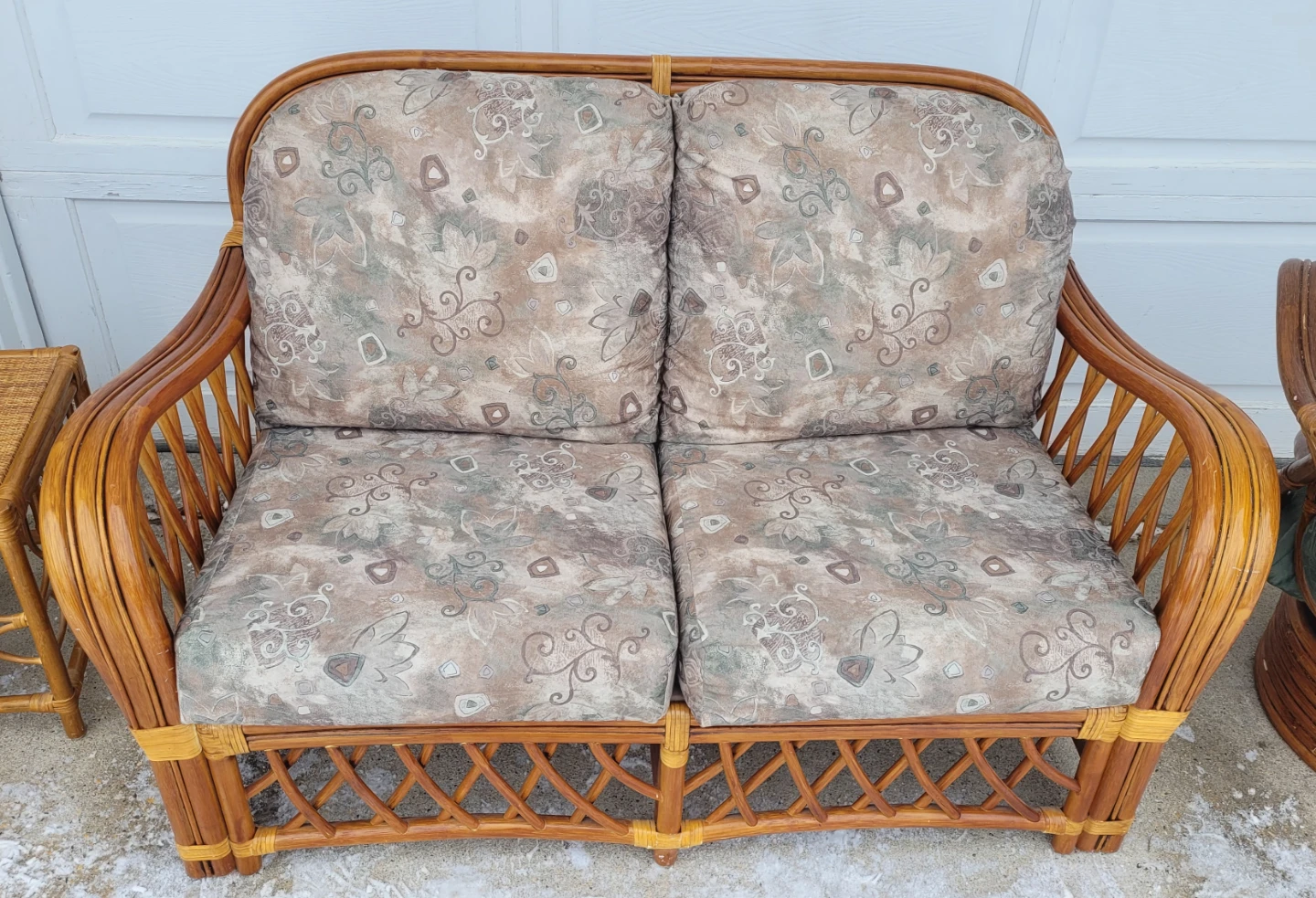 Rattan Loveseat & Swivel Chair Set - photo 2