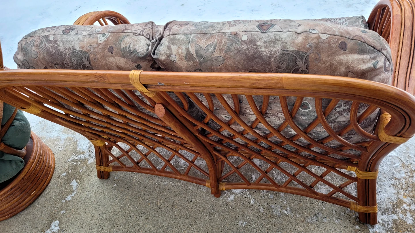 Rattan Loveseat & Swivel Chair Set - photo 3