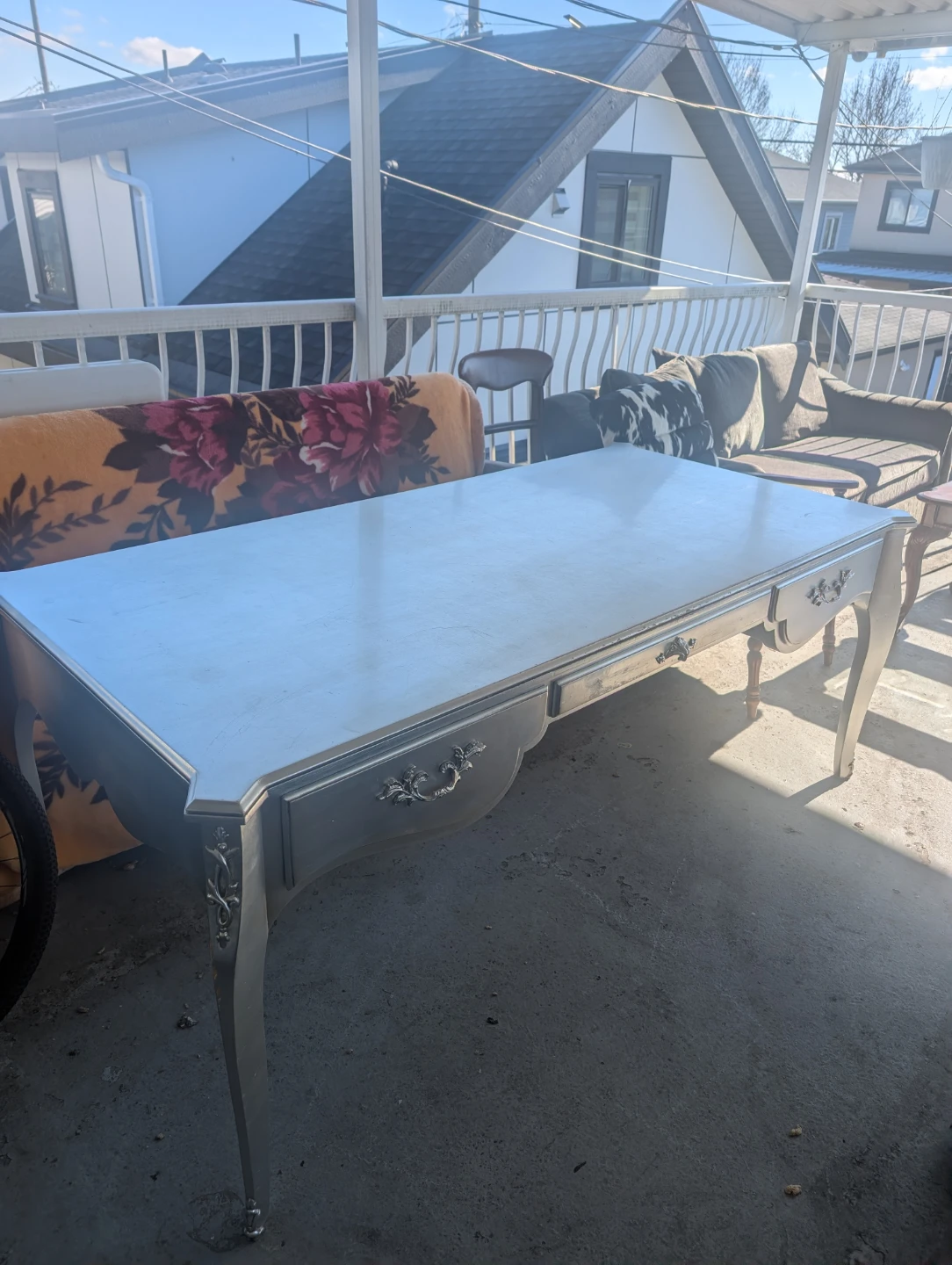 Vintage Grey Writing Desk
