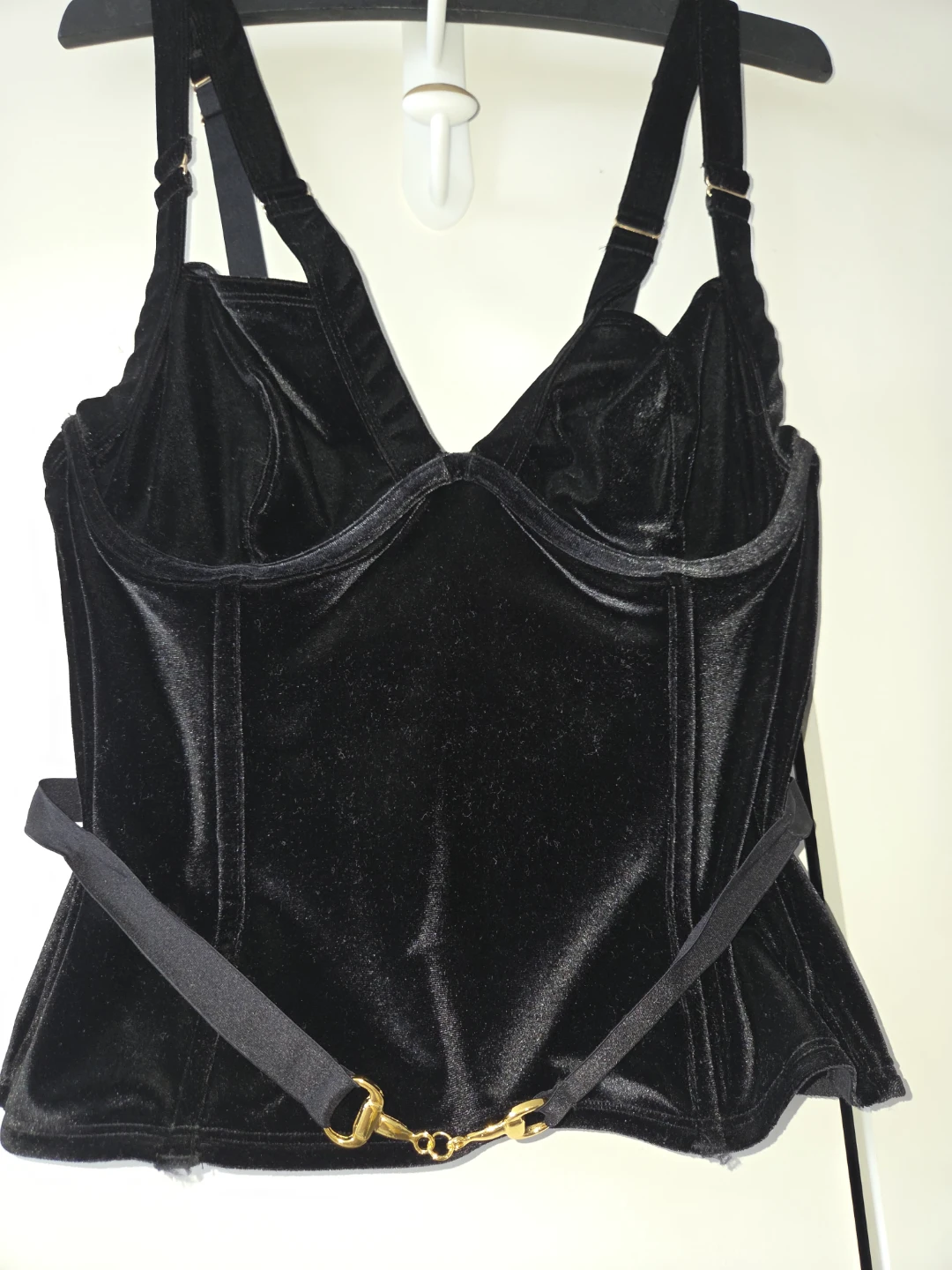 Black Velvet Corset Top with Straps