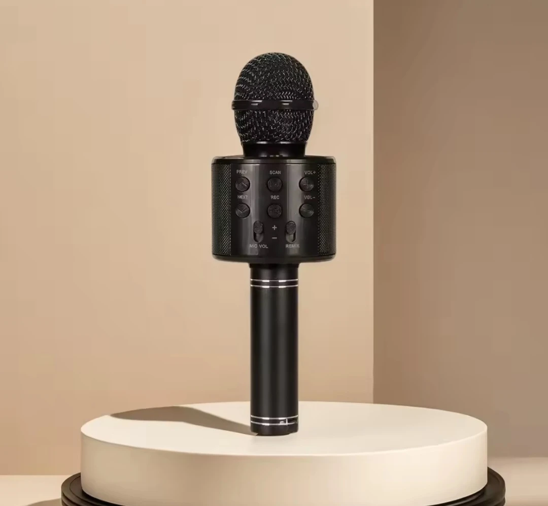 Black Portable Bluetooth Karaoke Microphone