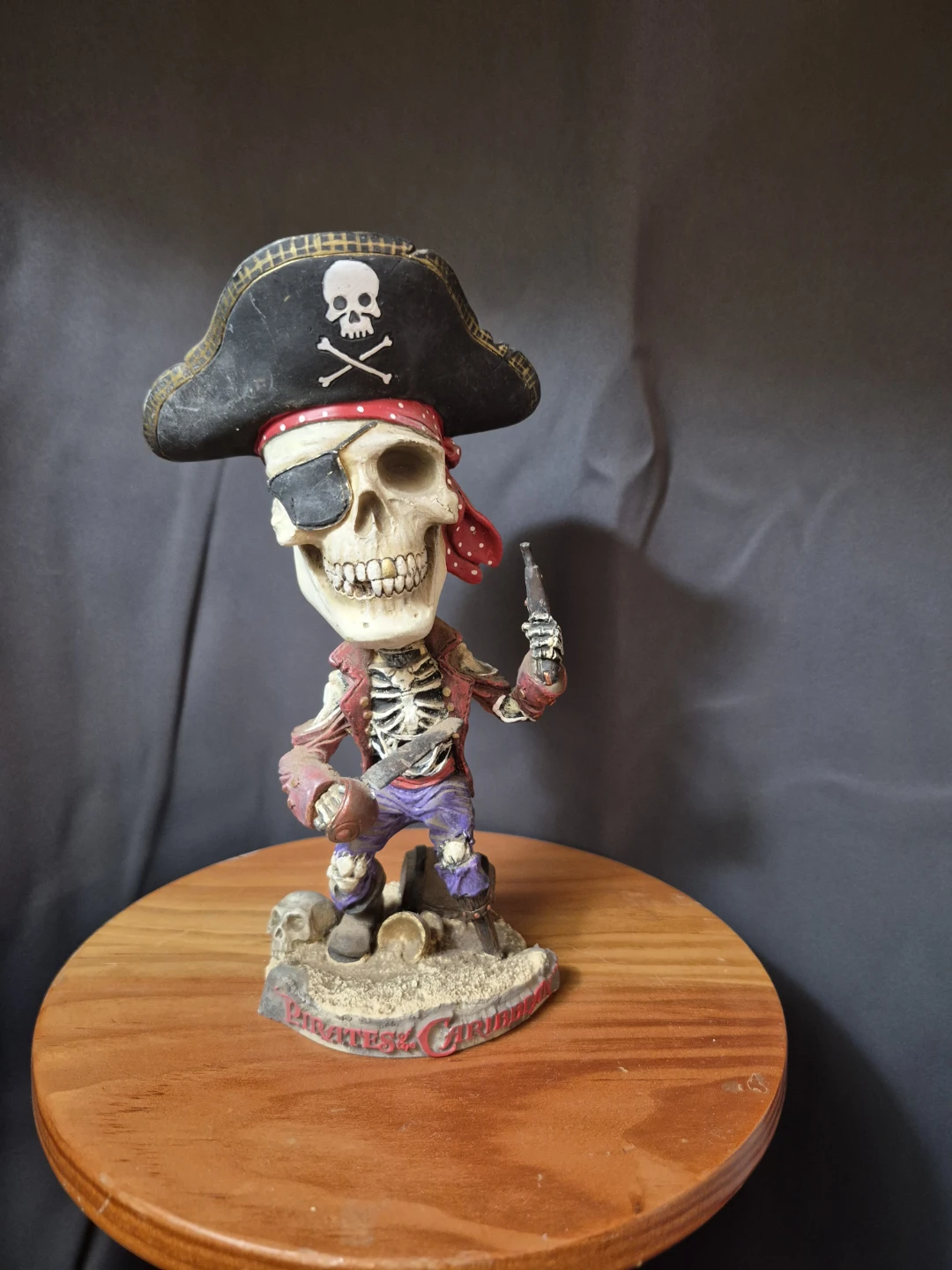 Pirate Skeleton bobble head Figurine with Barrel