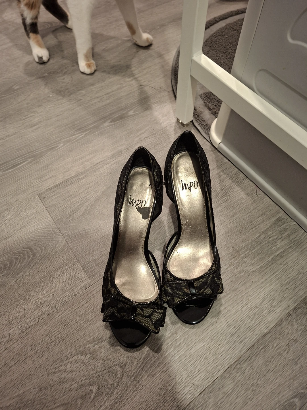 IMPO Black Lace Peep-Toe Heels - photo 2