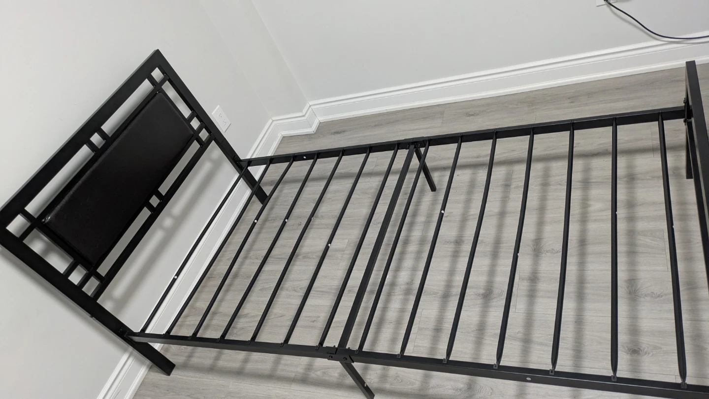 Black Metal Bed Frame with Headboard - photo 3