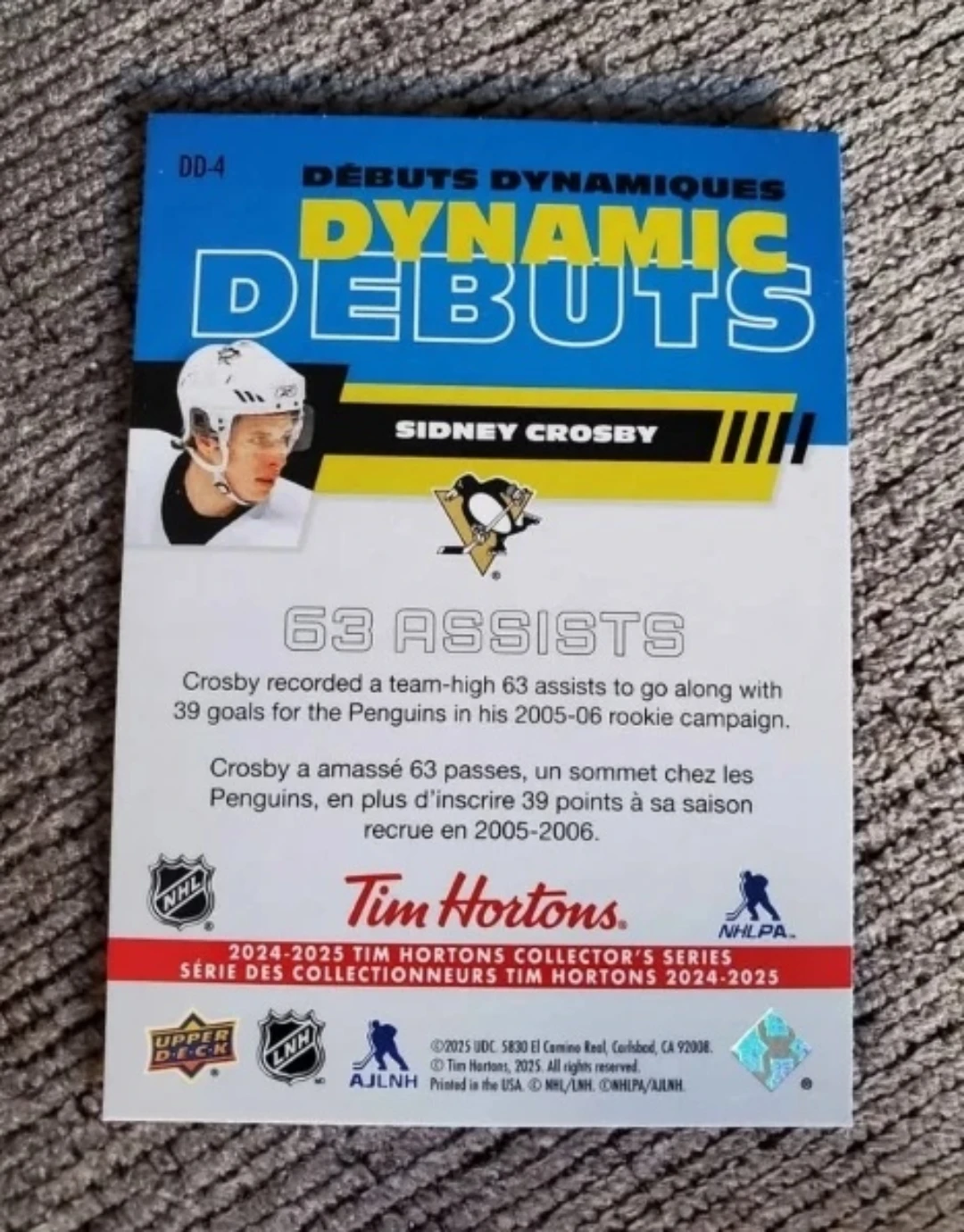 Sidney Crosby 2025 Rookies Dynamic Debuts Card 🥕 - photo 2