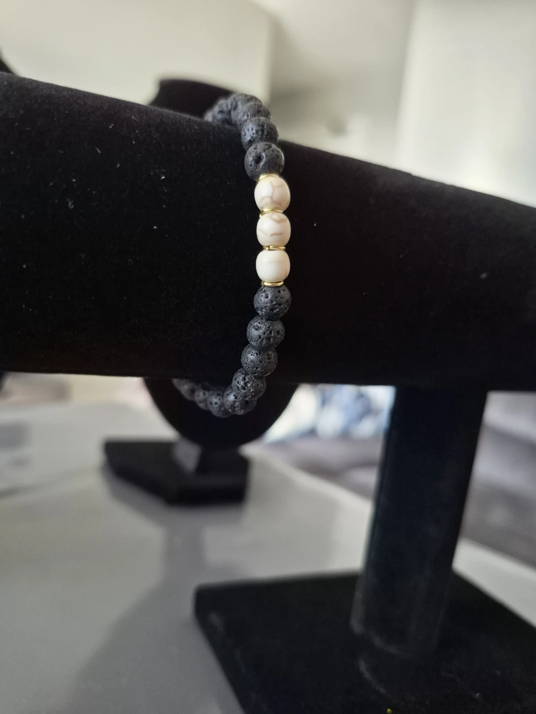 Lava Stone and Moonstone Gemstone Bracelet