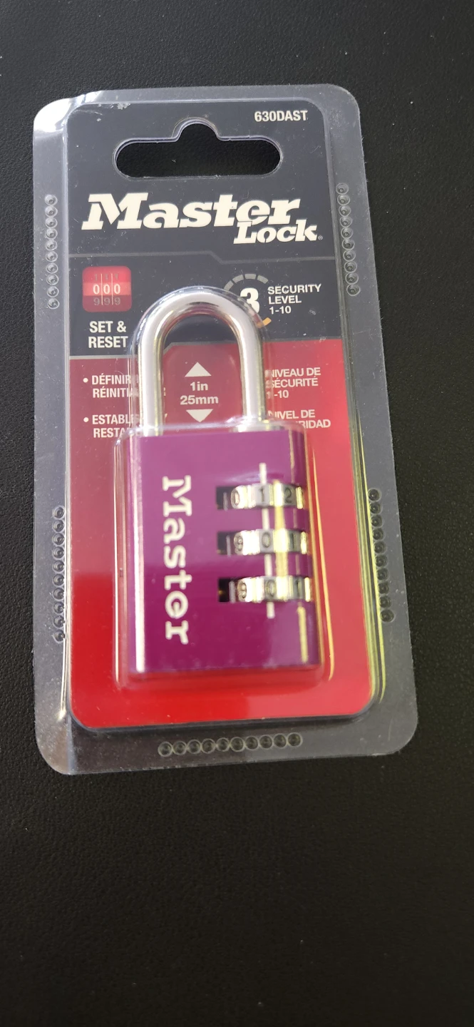 Master Lock 3-Digit Combination Lock - Purple