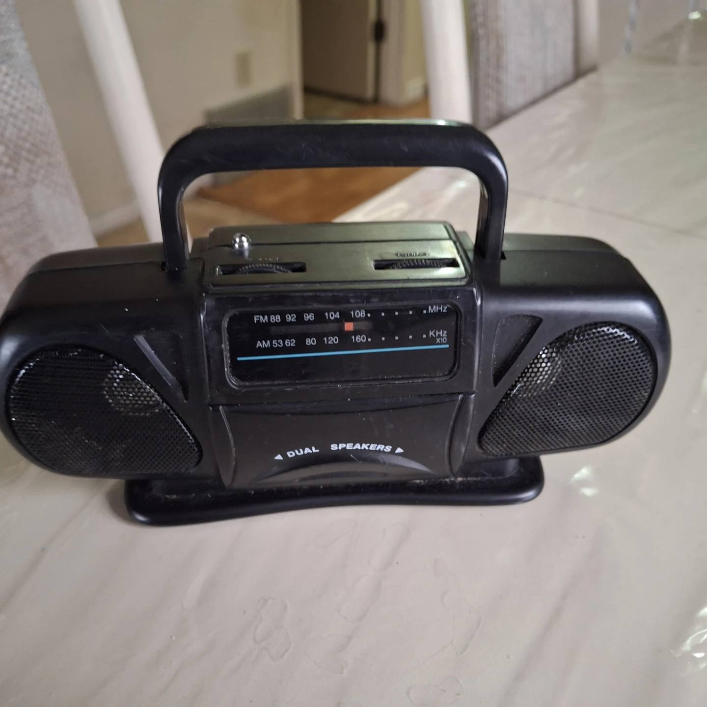 Tiny Vintage Black AM/FM Dual Speaker Radio