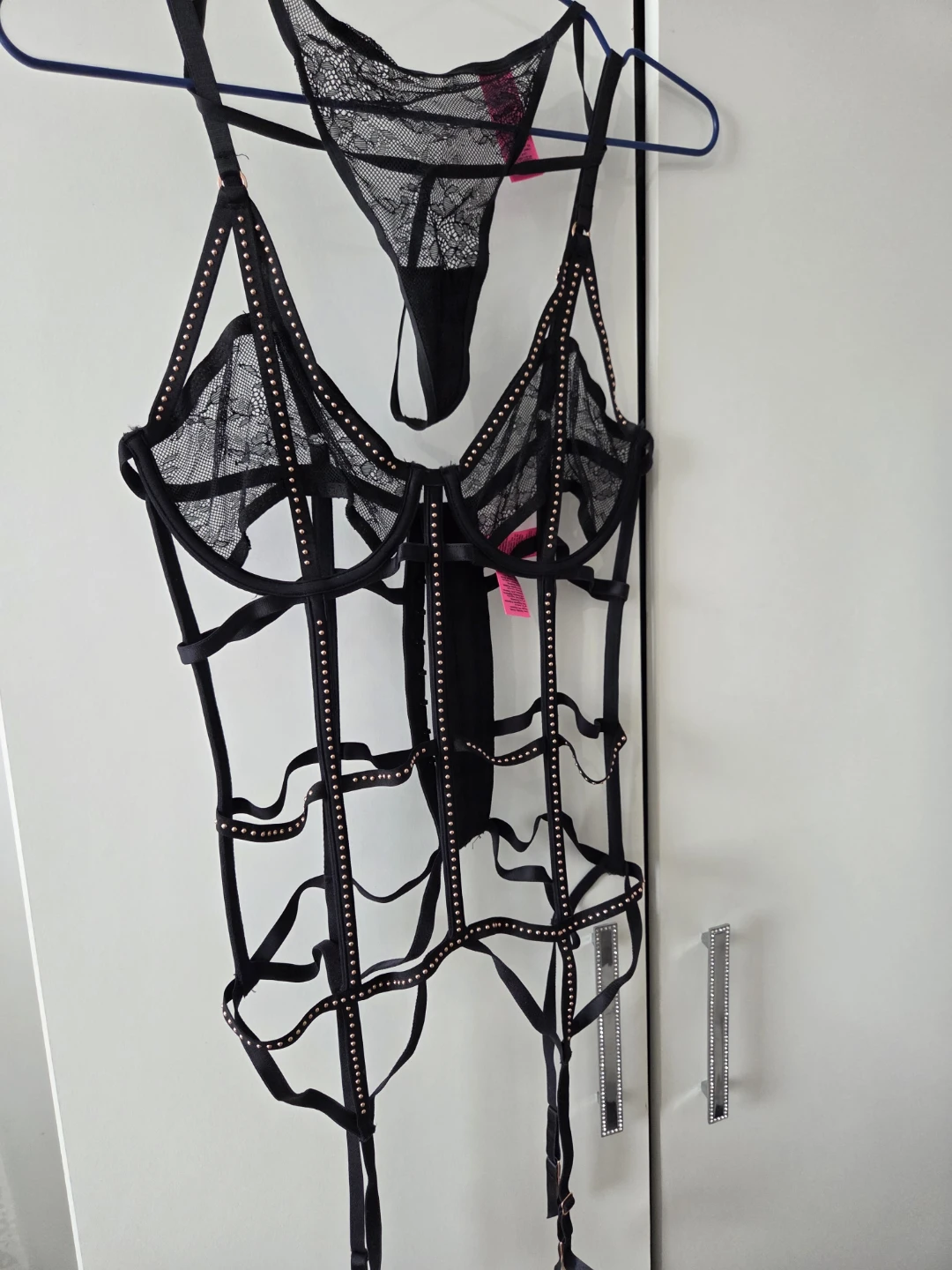 Black Lace Corset and Thong Set - photo 2