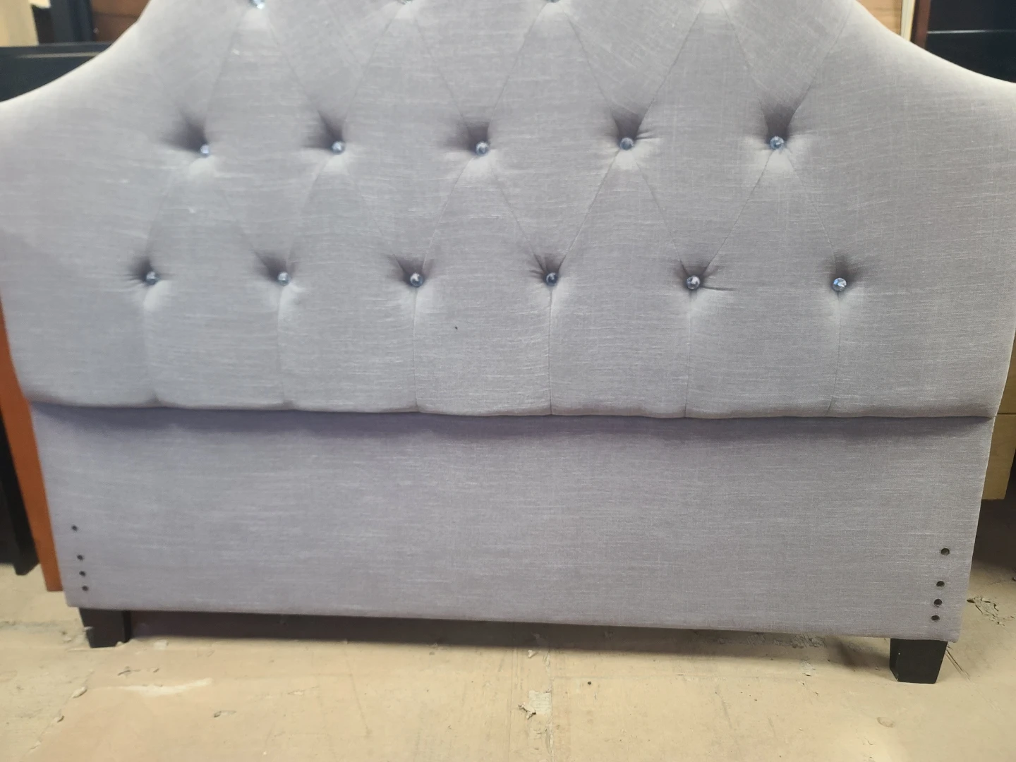 Grey Tufted Headboard with Crystal Accents - photo 5
