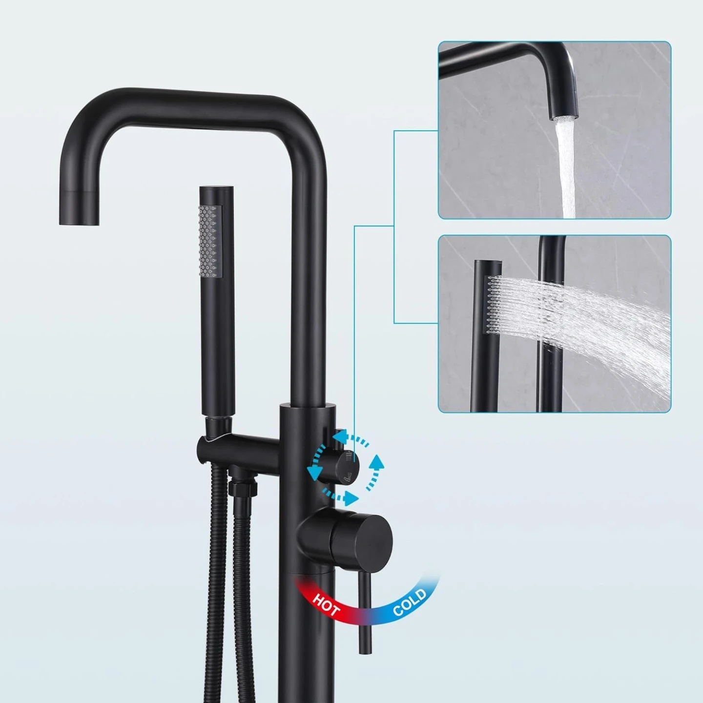 New Freestanding Black Bathtub Filler Faucet For Sale - photo 4