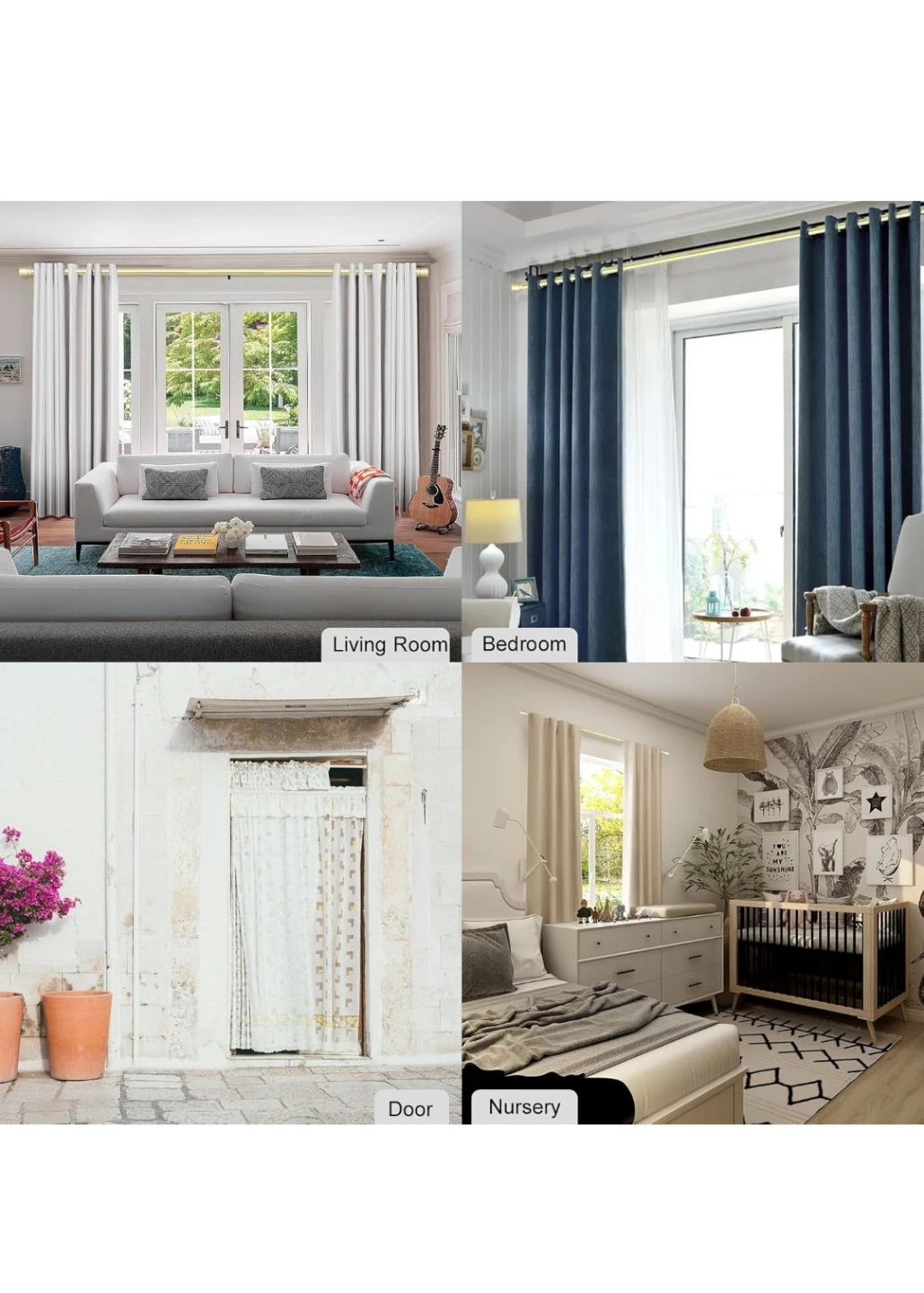 Adjustable Curtain Rod Set - Silver - photo 2