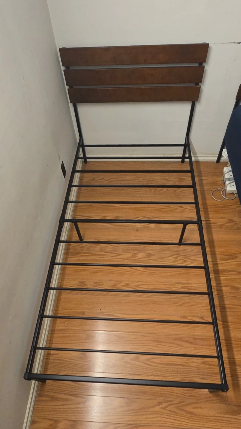 Metal Bed Frame with Wooden Headboard - photo 2