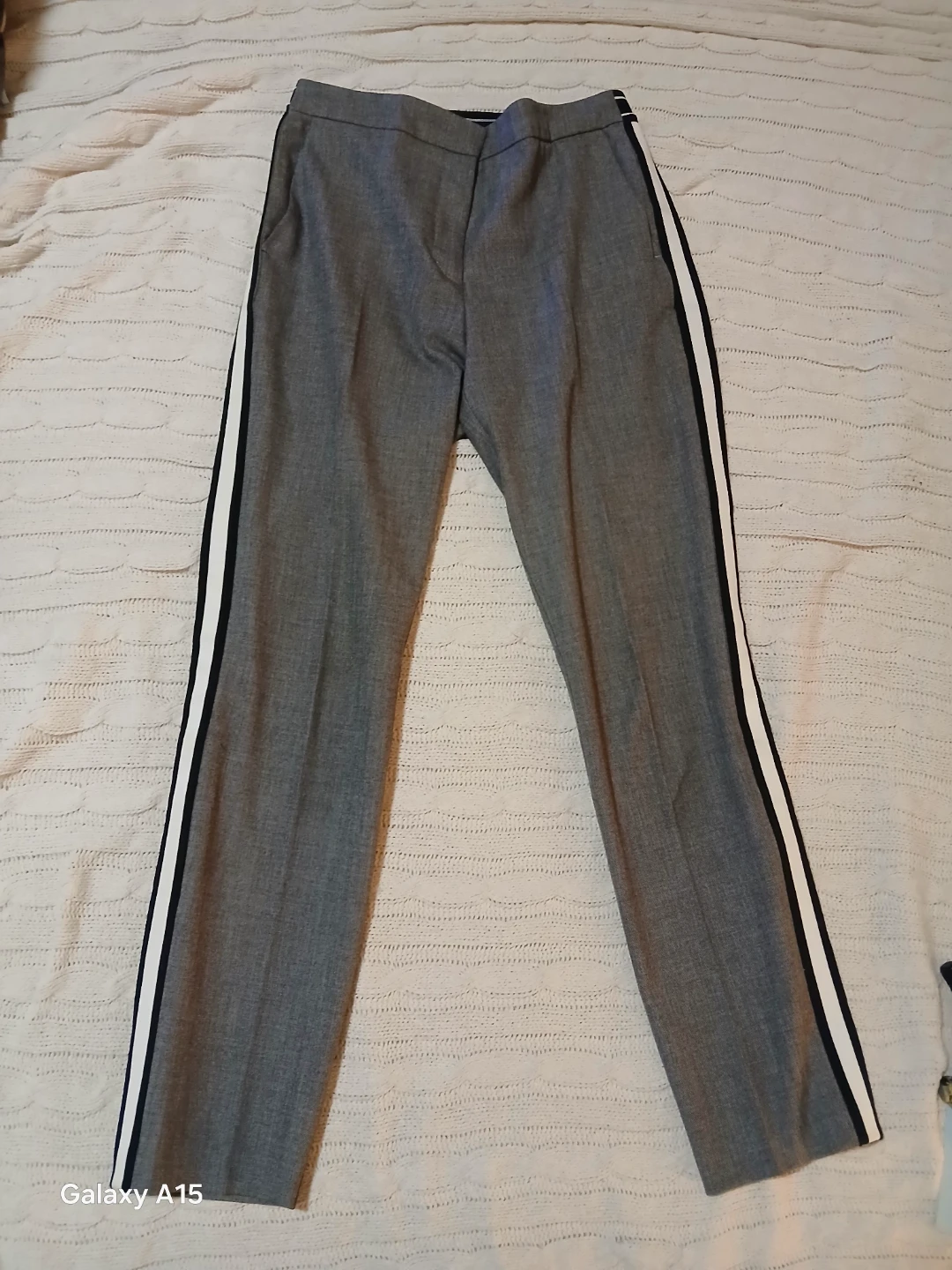 ZARA BASIC Grey Trousers with Side Stripes