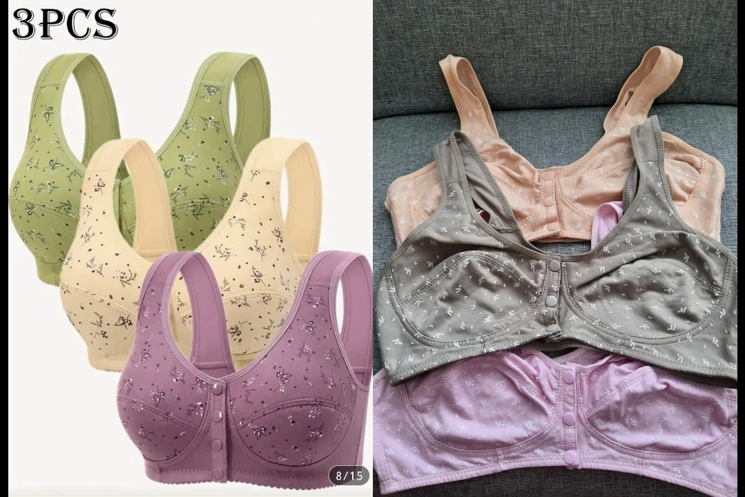 3 Pack Women's Floral Print Bras