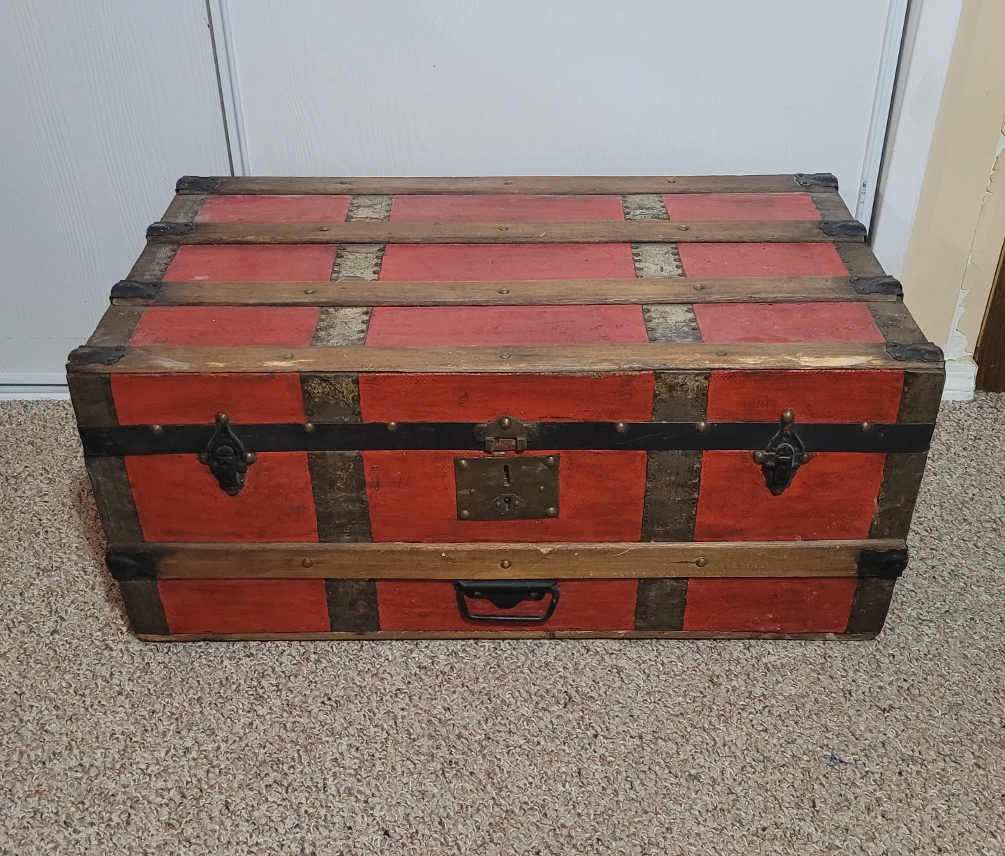 Antique Red Steamer Trunk