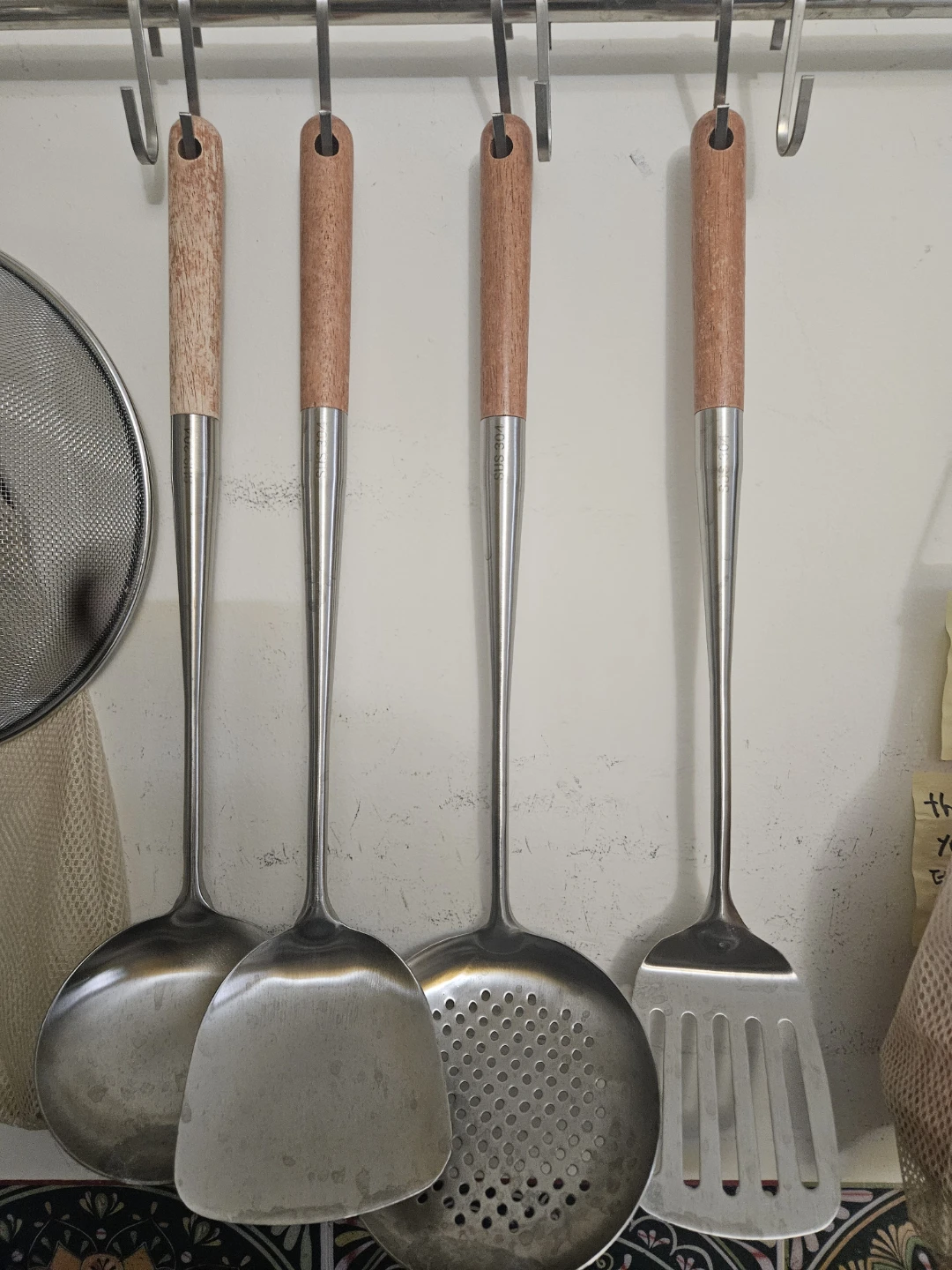 Stainless Steel Kitchen Utensil Set with Wooden Handles