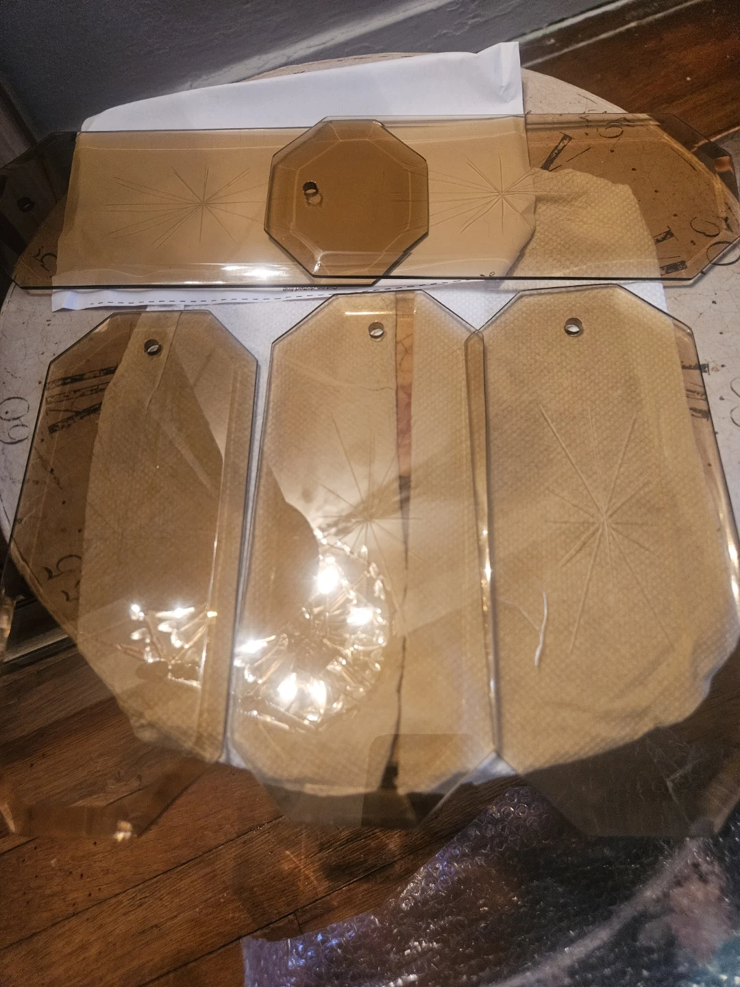 Set of 5 Amber Tinted Glass Panels - photo 4