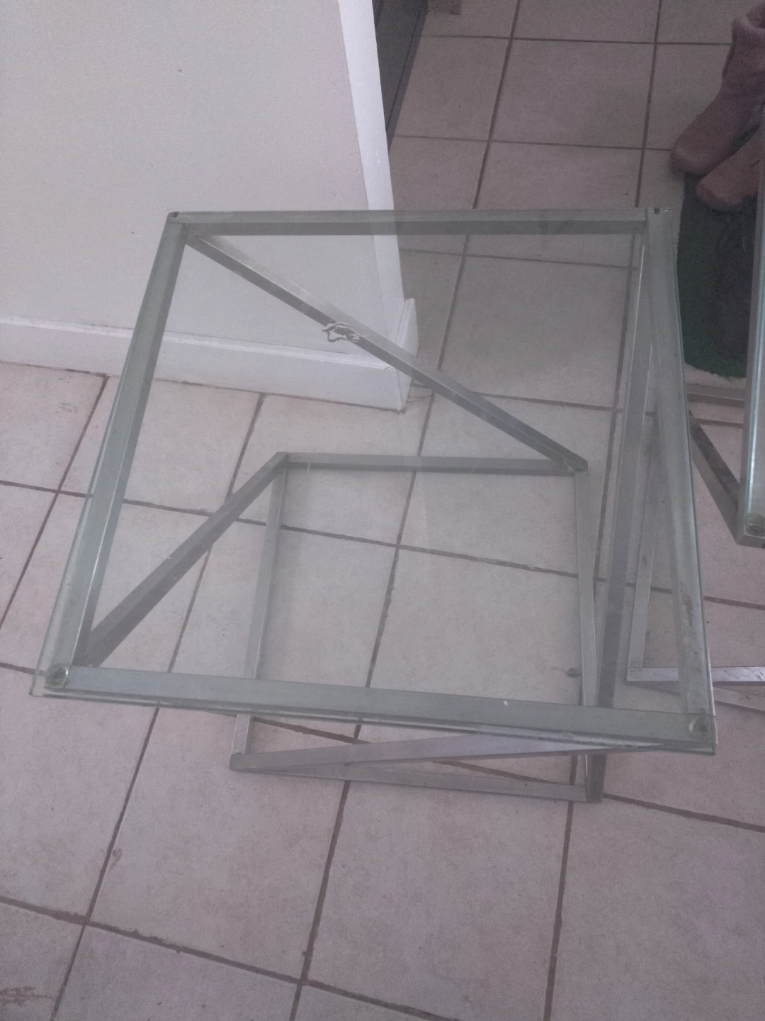 Glass and Metal Ikea Side Tables (Set of 2) - photo 2