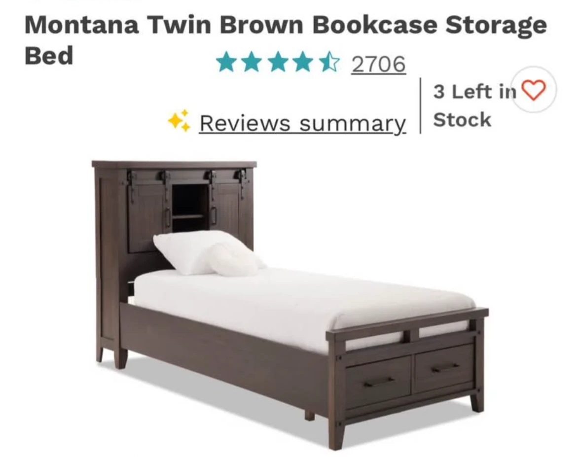 Montana Twin Brown Bookcase Storage Bed - photo 2