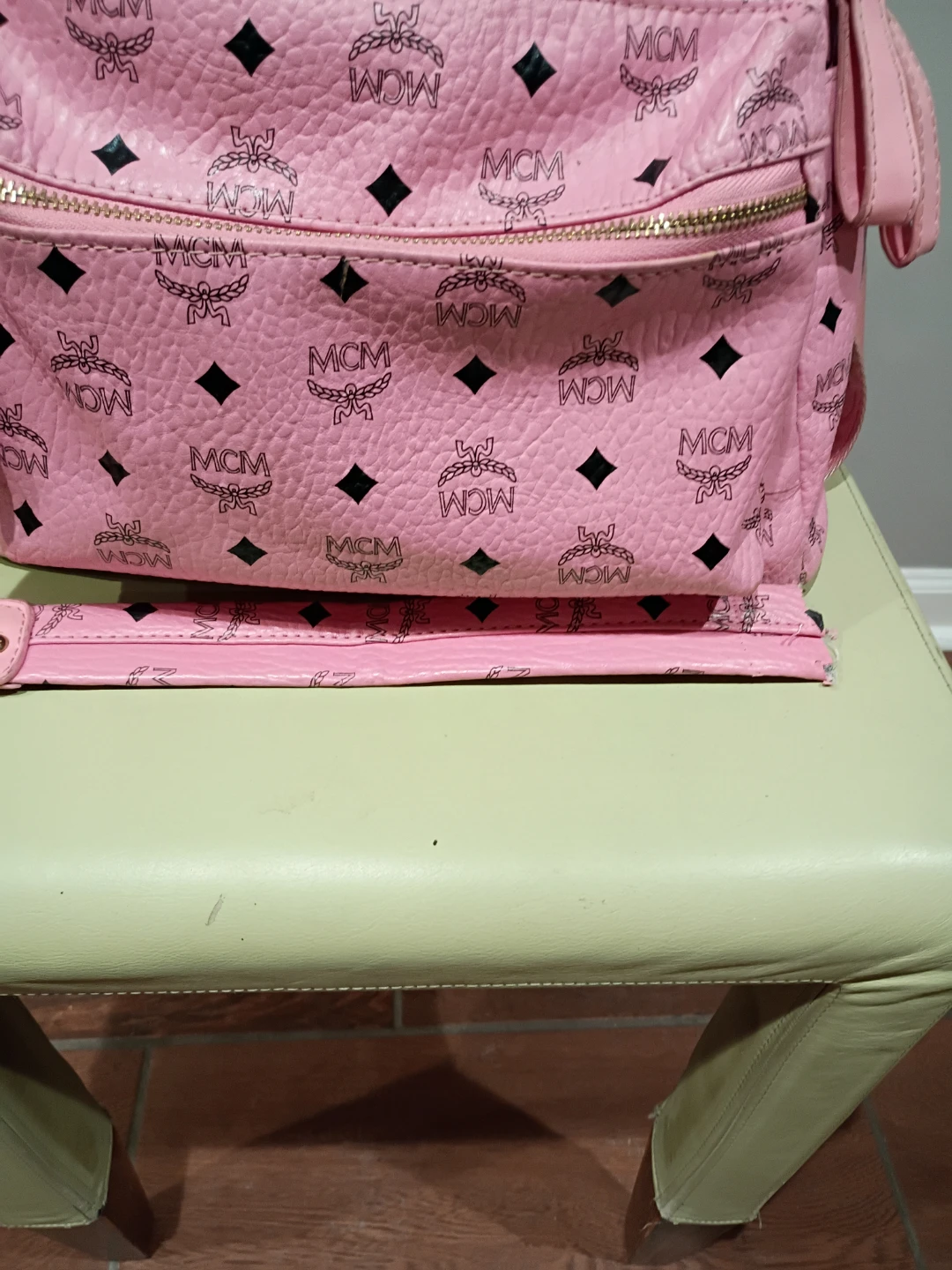 MCM Pink Studded Visetos Backpack - photo 4