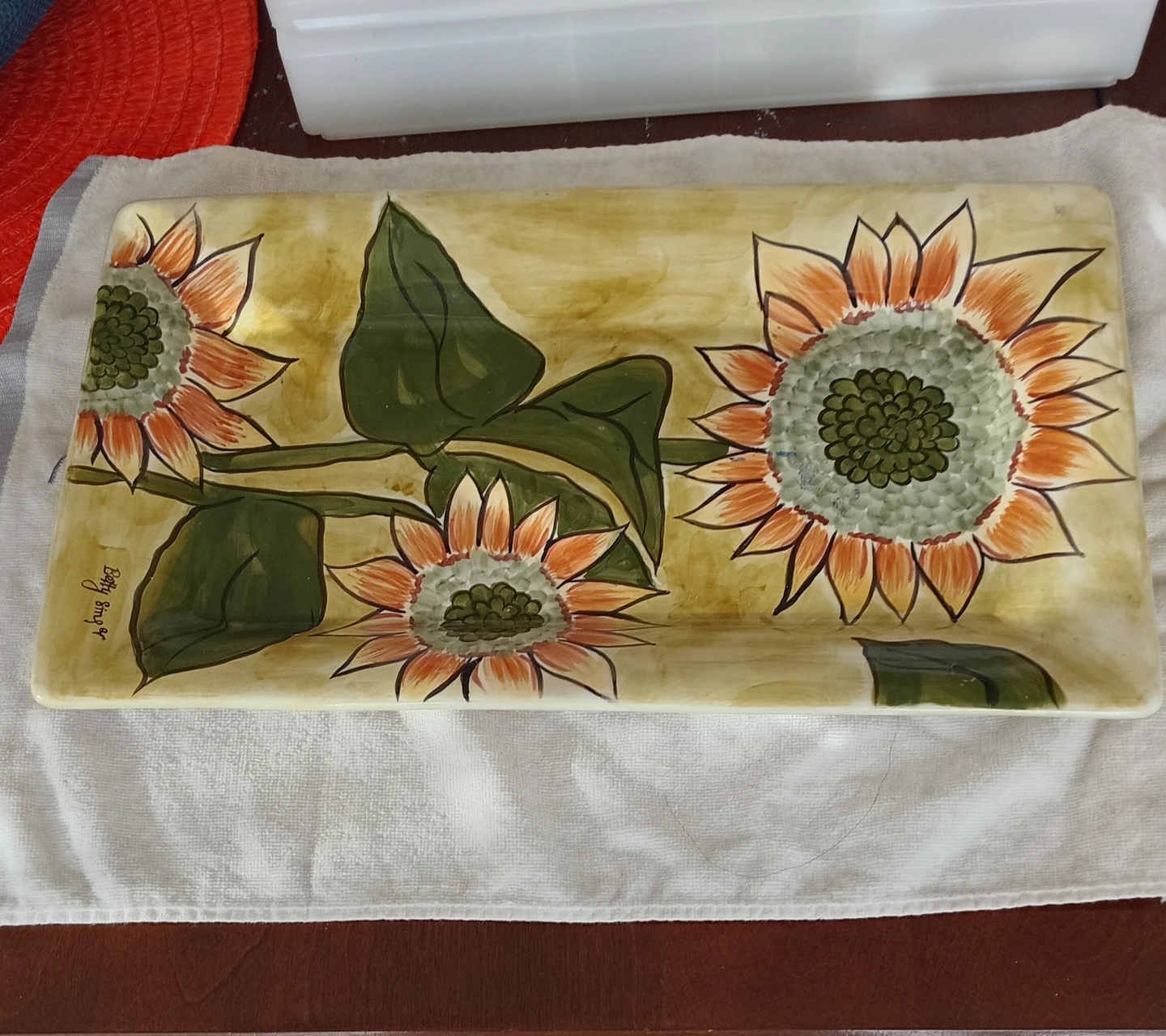 Hand-Painted Sunflower Serving Platter "🏆"