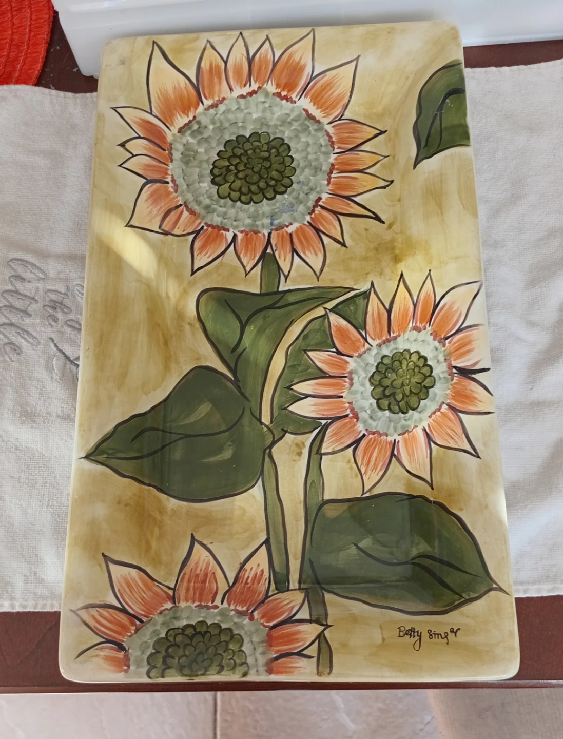 Hand-Painted Sunflower Serving Platter "🏆" - photo 2
