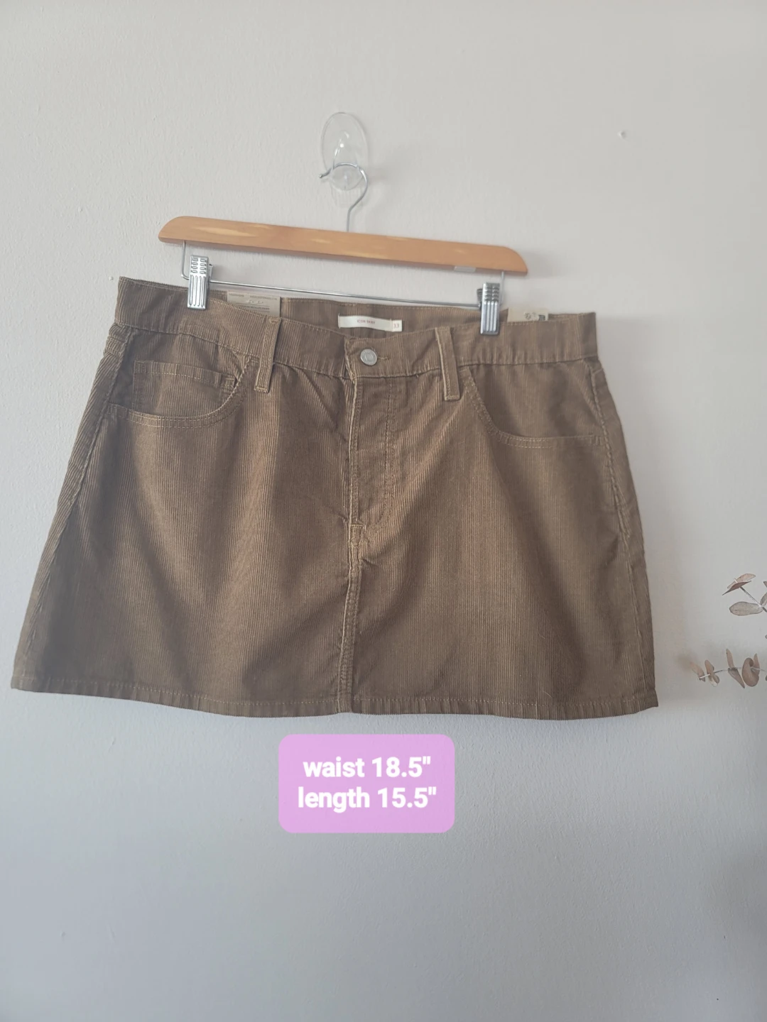 Levi's Icon Corduroy Mini Skirt Y2K Indie Retro Grunge Sz 33 New - photo 3