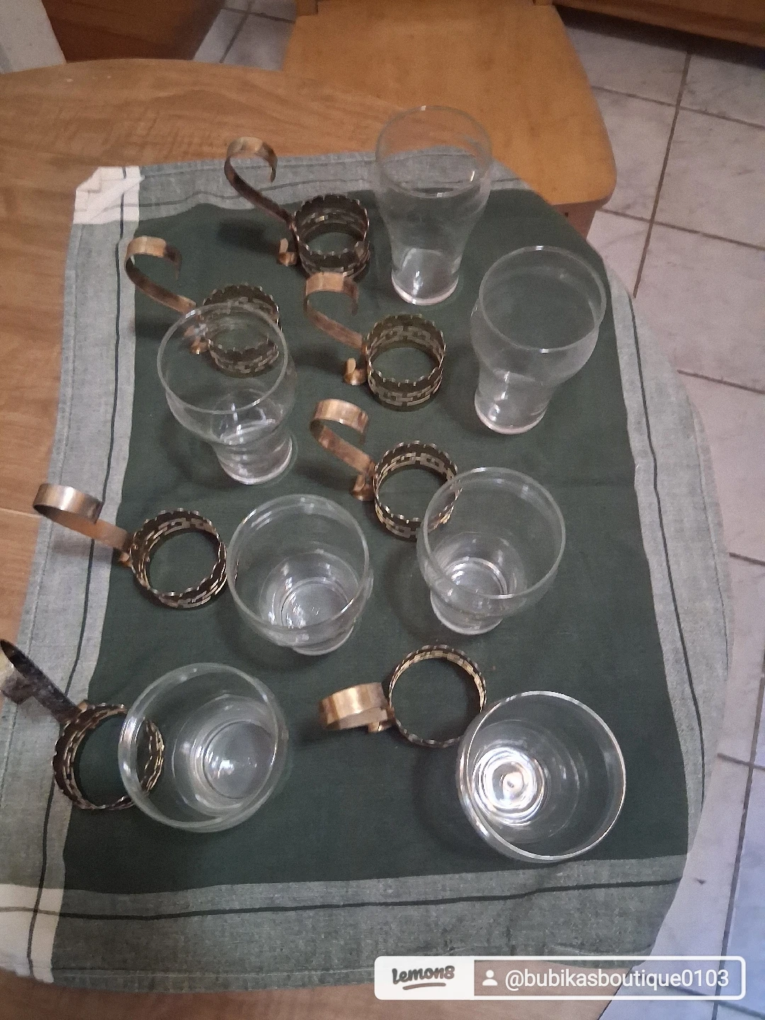 Set of 7 Vintage Irish Coffee Glasses with Metal Holders