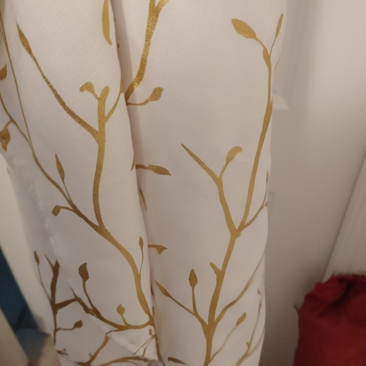 White and Gold Branch Print Shower Curtain