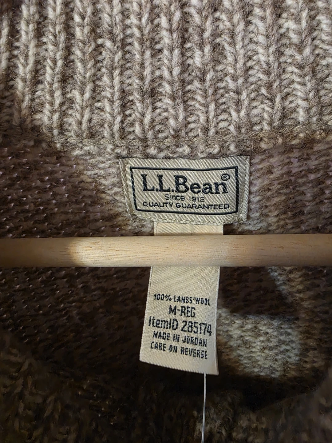 L.L.Bean 100% Lambswool Henley Sweater - M-REG - Natural - photo 4